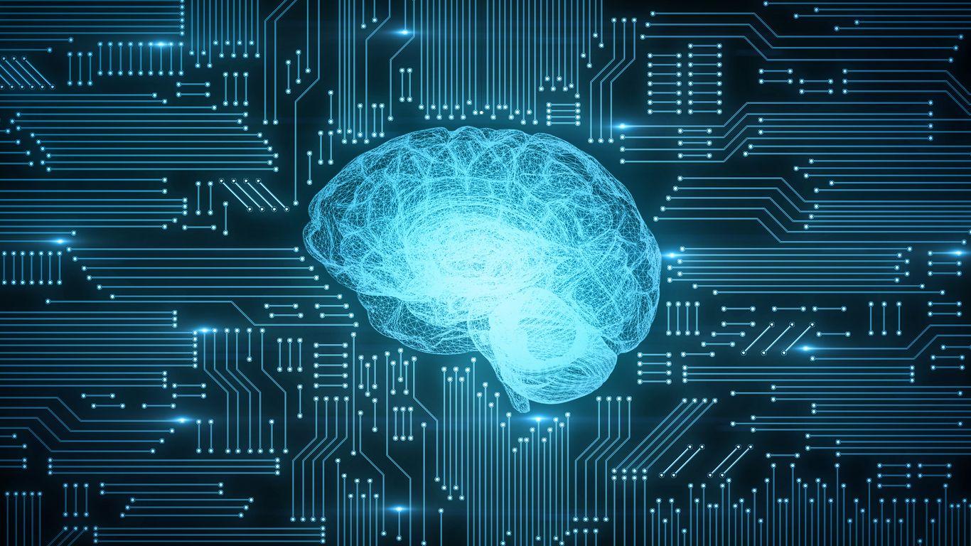 A human brain blended with digital circuitry